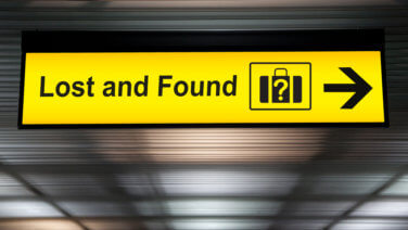 Lost and found sign in airport terminal